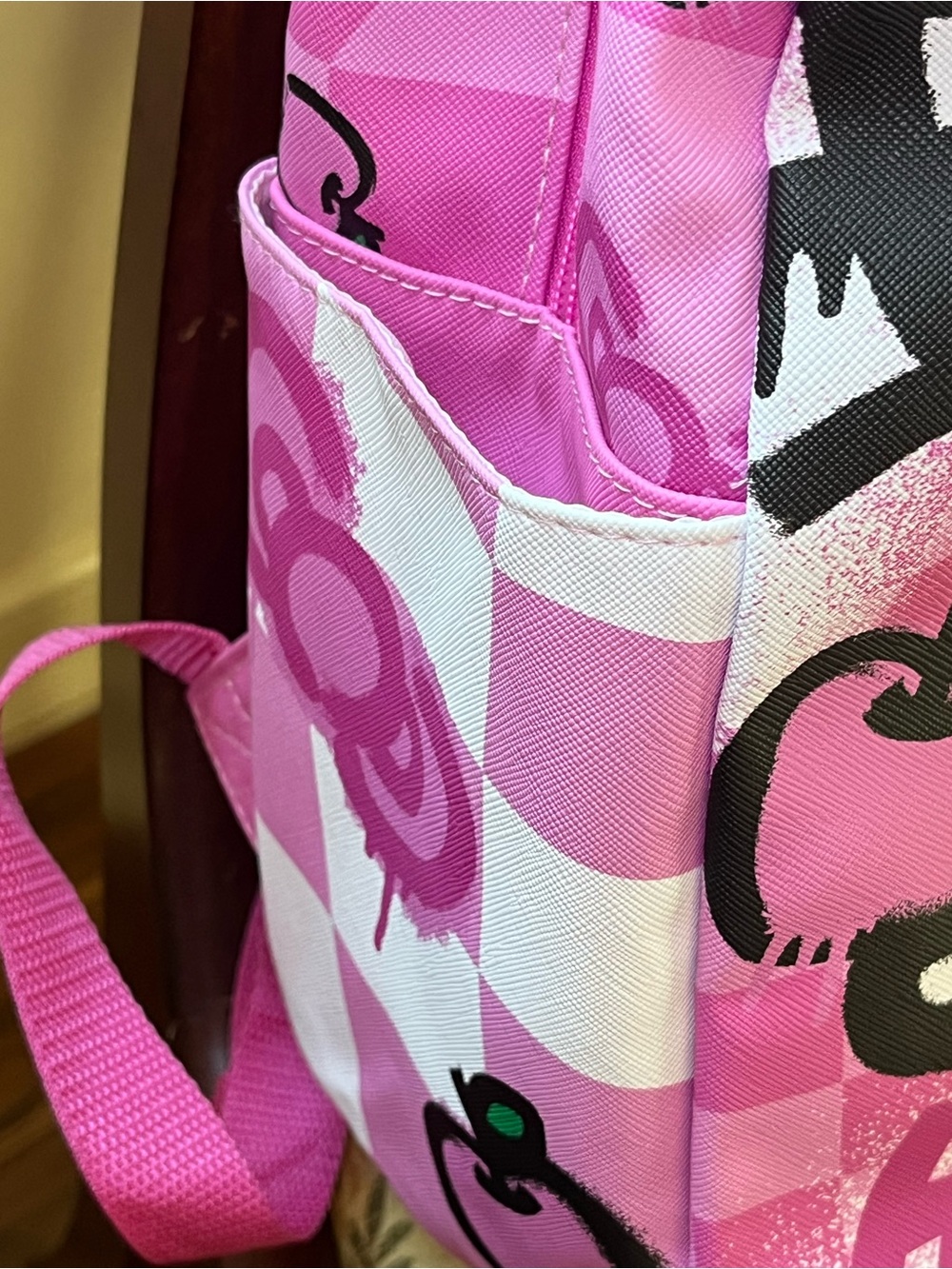 Hello Kitty Pink and Black Graphic Backpack with Luggage Tag - Picture 4 of 9